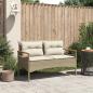 Preview: Gartenbank mit Kissen 116x62,5x74 cm Beige Poly Rattan