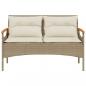 Preview: Gartenbank mit Kissen 116x62,5x74 cm Beige Poly Rattan