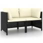 Preview: ARDEBO.de - 2-Sitzer-Gartensofa mit Kissen Schwarz Poly Rattan