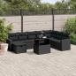 Preview: ARDEBO.de - 9-tlg. Garten-Sofagarnitur mit Kissen Schwarz Poly Rattan