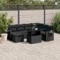 Preview: ARDEBO.de - 8-tlg. Garten-Sofagarnitur mit Kissen Schwarz Poly Rattan