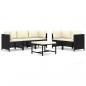 Preview: 6-tlg. Garten-Lounge-Set mit Kissen Poly Rattan Schwarz