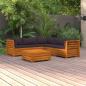 Preview: ARDEBO.de - 6-tlg. Garten-Lounge-Set mit Kissen Massivholz Akazie