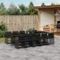 Preview: ARDEBO.de - 11-tlg. Garten-Essgruppe mit Kissen Schwarz Poly Rattan