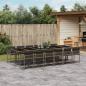 Preview: ARDEBO.de - 13-tlg. Garten-Essgruppe mit Kissen Grau Poly Rattan