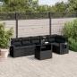 Preview: ARDEBO.de - 7-tlg. Garten-Sofagarnitur mit Kissen Schwarz Poly Rattan