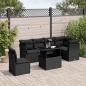 Preview: ARDEBO.de - 7-tlg. Garten-Sofagarnitur mit Kissen Schwarz Poly Rattan