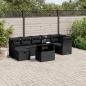 Preview: ARDEBO.de - 8-tlg. Garten-Sofagarnitur mit Kissen Schwarz Poly Rattan