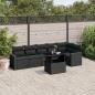 Preview: ARDEBO.de - 7-tlg. Garten-Sofagarnitur mit Kissen Schwarz Poly Rattan