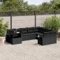 Preview: ARDEBO.de - 10-tlg. Garten-Sofagarnitur mit Kissen Schwarz Poly Rattan