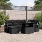 Preview: ARDEBO.de - 7-tlg. Garten-Sofagarnitur mit Kissen Schwarz Poly Rattan