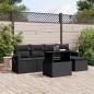 Preview: ARDEBO.de - 6-tlg. Garten-Sofagarnitur mit Kissen Schwarz Poly Rattan