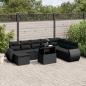 Preview: ARDEBO.de - 9-tlg. Garten-Sofagarnitur mit Kissen Schwarz Poly Rattan