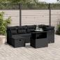 Preview: ARDEBO.de - 7-tlg. Garten-Sofagarnitur mit Kissen Schwarz Poly Rattan