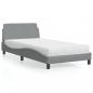 Preview: ARDEBO.de - Bett mit Matratze Hellgrau 100x200 cm Stoff