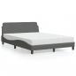 Preview: ARDEBO.de - Bett mit Matratze Dunkelgrau 120x200 cm Stoff