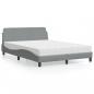 Preview: ARDEBO.de - Bett mit Matratze Hellgrau 140x190 cm Stoff