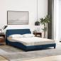 Preview: Bett mit Matratze Blau 140x190 cm Stoff