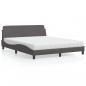 Preview: ARDEBO.de - Bett mit Matratze Grau 160x200 cm Kunstleder