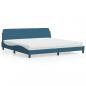 Preview: ARDEBO.de - Bett mit Matratze Blau 200x200 cm Samt