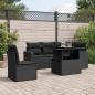 Preview: ARDEBO.de - 6-tlg. Garten-Sofagarnitur mit Kissen Schwarz Poly Rattan