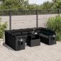 Preview: ARDEBO.de - 10-tlg. Garten-Sofagarnitur mit Kissen Schwarz Poly Rattan