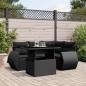 Preview: ARDEBO.de - 5-tlg. Garten-Sofagarnitur mit Kissen Schwarz Poly Rattan