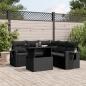 Preview: ARDEBO.de - 6-tlg. Garten-Sofagarnitur mit Kissen Schwarz Poly Rattan