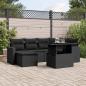 Preview: ARDEBO.de - 7-tlg. Garten-Sofagarnitur mit Kissen Schwarz Poly Rattan