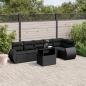 Preview: ARDEBO.de - 7-tlg. Garten-Sofagarnitur mit Kissen Schwarz Poly Rattan