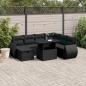 Preview: ARDEBO.de - 8-tlg. Garten-Sofagarnitur mit Kissen Schwarz Poly Rattan