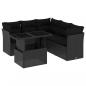 Preview: ARDEBO.de - 6-tlg. Garten-Sofagarnitur mit Kissen Schwarz Poly Rattan