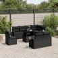 Preview: ARDEBO.de - 9-tlg. Garten-Sofagarnitur mit Kissen Schwarz Poly Rattan