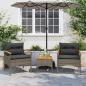 Preview: 3-tlg. Garten-Sofagarnitur mit Kissen Grau Poly Rattan