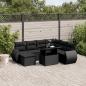 Preview: ARDEBO.de - 8-tlg. Garten-Sofagarnitur mit Kissen Schwarz Poly Rattan