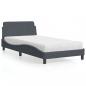 Preview: ARDEBO.de - Bett mit Matratze Dunkelgrau 100x200 cm Samt