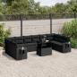 Preview: ARDEBO.de - 11-tlg. Garten-Sofagarnitur mit Kissen Schwarz Poly Rattan