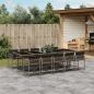 Preview: ARDEBO.de - 11-tlg. Garten-Essgruppe mit Kissen Grau Poly Rattan