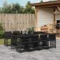 Preview: ARDEBO.de - 9-tlg. Garten-Essgruppe mit Kissen Schwarz Poly Rattan