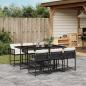 Preview: ARDEBO.de - 7-tlg. Garten-Essgruppe mit Kissen Schwarz Poly Rattan