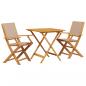 Preview: 3-tlg. Bistro-Set Taupe Stoff und Massivholz