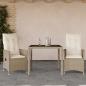 Preview: ARDEBO.de - 3-tlg. Bistro-Set mit Kissen Beige Poly Rattan