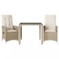 Preview: 3-tlg. Bistro-Set mit Kissen Beige Poly Rattan