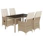 Preview: 5-tlg. Garten-Essgruppe mit Kissen Beige Poly Rattan