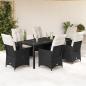 Preview: ARDEBO.de - 7-tlg. Garten-Essgruppe mit Kissen Schwarz Poly Rattan