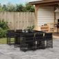 Preview: ARDEBO.de - 7-tlg. Garten-Essgruppe mit Kissen Schwarz Poly Rattan