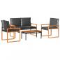 Preview: 4-tlg. Garten-Lounge-Set mit Kissen Schwarz Poly Rattan