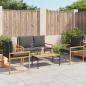 Preview: 4-tlg. Garten-Lounge-Set mit Kissen Schwarz Poly Rattan