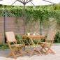 Preview: ARDEBO.de - 3-tlg. Bistro-Set Beige Stoff und Massivholz