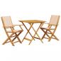 Preview: 3-tlg. Bistro-Set Beige Stoff und Massivholz